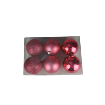 Kerstballen - Set van 6 - Roze - Groot