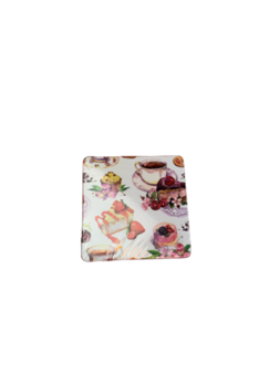 Onderzetter met cake motief DENISE - Multicolor - Kurk / Hout - 9.5 x 9.5 cm-1