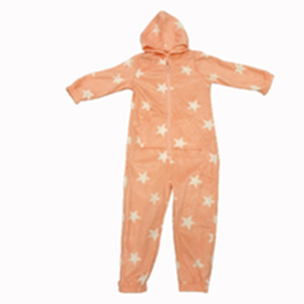 Onesie / Pyjama / Pyjamapak met sterretjes - Roze / Wit - Polyester - Maat 98 / 104 - Meisje