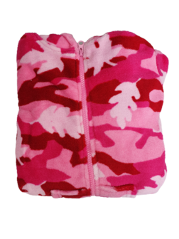 onesie met blaadjes print en capuchon - Roze - Polyester - Maat 98 / 104