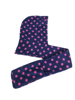 Warme Muts / Sjaal / Handschoen in 1 met stippen - Donkerblauw / Roze - Polyester - One size - 3-delige set