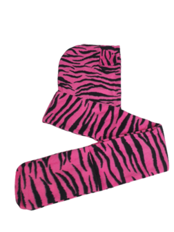 Warme Muts / Sjaal / Handschoen in 1 - Roze / Zwart Tijger print - Polyester - One size - 3-delige set