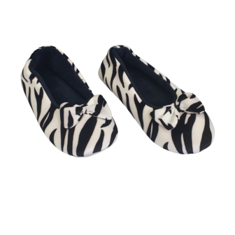 Pantoffels zebraprint met strik - Wit / Zwart - Maat 41 / 42