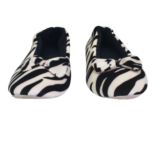 Pantoffels zebraprint met strik - Wit / Zwart - Maat 41 / 42 -2