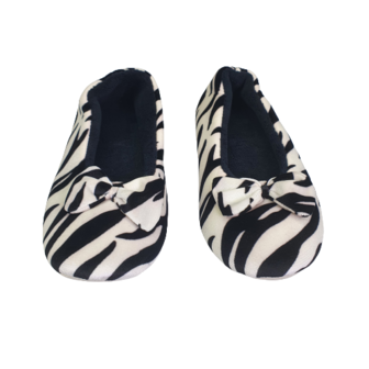 Pantoffels zebraprint met strik - Wit / Zwart - Maat 41 / 42 -3