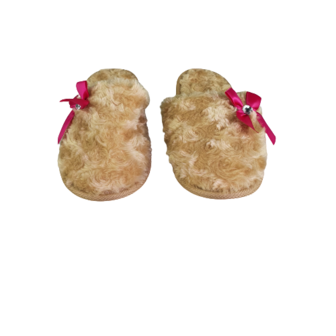 Pantoffels Slippers Met Roze Boog - Lichtbruin - Maat 39