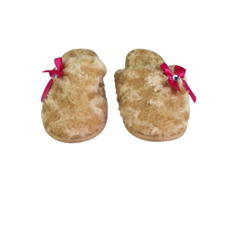 Pantoffels Slippers Met Roze Boog - Lichtbruin - Maat 37