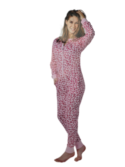 Onesie / Pyjama / Pyjamapak met Panter print - Roze - Polyester - Maat  XL - Vrouw