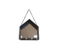  Theelichthouder XANDRA - Huis met spiegel - Zwart - Metaal / Glas - 26,5 x 22,5 x 6 cm - 3 theelichtjes