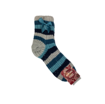 Huissokken / Sokken KIANA - Gebreid met strepen - Blauw/ Multicolor - Maat 27/30 - Anti slip
