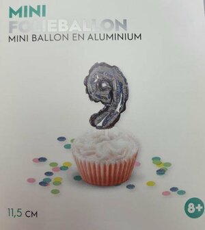 Folieballon / Cijferballon - Zilver - Getal 9 - 11,5 cm