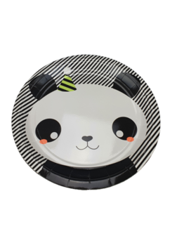  Borden / Feestborden panda - Zwart / Wit - Set van 8