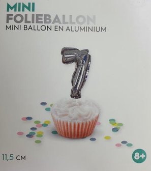 Folieballon / Cijferballon - Zilver - Getal 7 - 11,5 cm