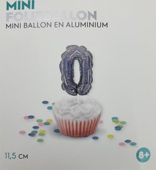 Folieballon / Cijferballon - Zilver - Getal 0 - 11,5 cm