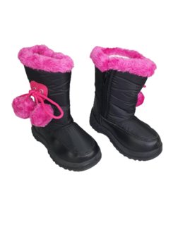 Sneeuw laarzen met balletjes - Zwart / Roze - Maat 30 