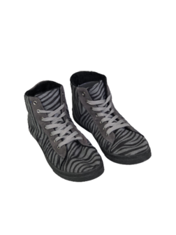 Schoenen half hoog panterprint met voering INGE - Grijs/ Zwart - Maat 38