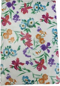 Tafelkleed Pasen KRISTEN met bloemetjes patroon - Wit / Multicolor - Polyethylene - 200 x 140 cm