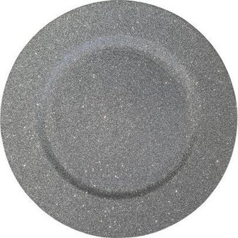 Decoratie bord MAURITS - Zilver - Glitter - &Oslash; 38 cm
