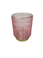  Theelichthouder met goud rand - Roze - Glas - &Oslash;7 x h10 cm -2
