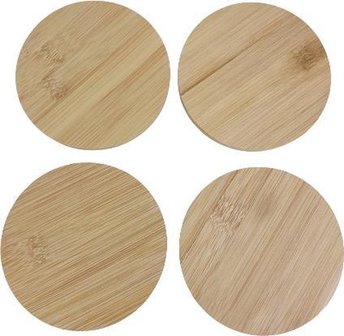 Onderzetter HELEEN - Hout - ⌀ 11cm - Set van 4