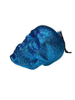 Boland Schedel blauw glitter - Blauw - Piepschuim - 10 cm -2