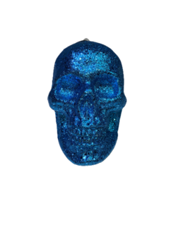 Boland Schedel blauw glitter - Blauw - Piepschuim - 10 cm