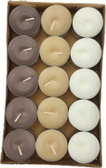Geur theelichten - waxinelichtjes vanilla - Multicolor - 30 stuks