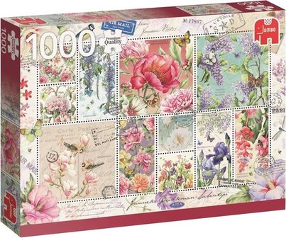 Jumbo Premium Collection Puzzel Flower Stamps Bloemen Postzegels - Legpuzzel - 1000 stukjes