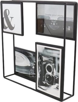 Fotoframe ISABEL - Metaal - Zwart - Collage - 3x 10x15 / 1x 10x10cm