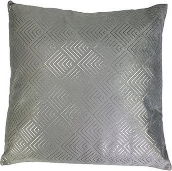 Sierkussen met patroon GHISLAINE - Grijs / Zilver - Polyester - 40 x 40 cm - Vierkant