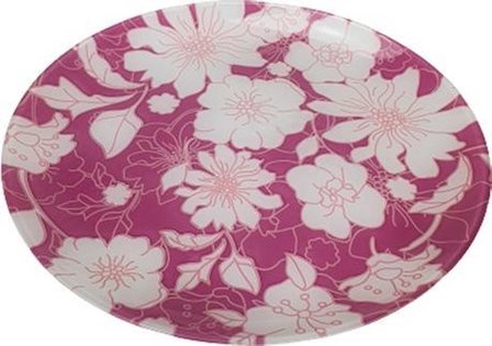 Luminarc Bord met bloemen print - Roze / Wit - Glas - L26 cm - Maat M - Set van 4