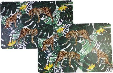 Placemat Dieren KAYDEN - Tijger - Kunststof - 28 x 43 cm - Set Van 2