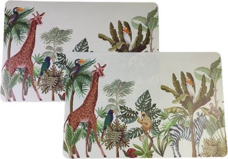 Placemat Dieren KAYDEN - Jungle - Kunststof - 28 x 43 cm - Set Van 2