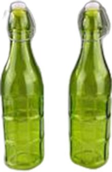 Trendy decofles BEAULINDE - set van 2 - Glas - Groen - Blok patroon - ⌀ 7 x h 27 cm