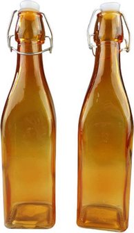 Trendy decofles ANASTACIA - Vierkant - Oranje - Glas - 6x27cm - Set van 2