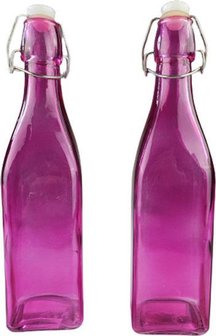Trendy decofles ANASTACIA - Vierkant - Roze- Glas - 6x27cm - Set van 2