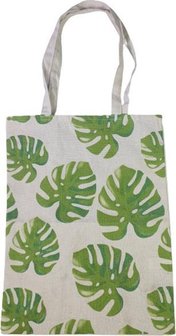 Shopping bag - Shopper - Tas - Boodschapen - Groen - Blaadjes - 43 x 33cm