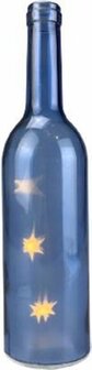 Trendy deco fles / decofles met Led verlichting Lieselot - Set van 2 - Glas - Blauw - ⌀ 7 x h 27 cm