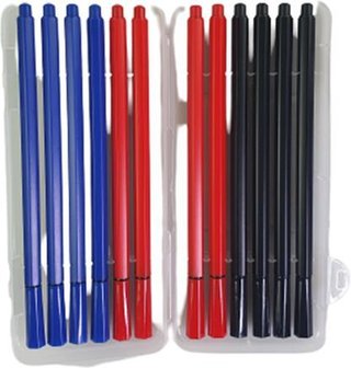 Fineliners - Rood / Zwart / Blauw - Plastic - 12 stuks - 7,5 x 17,5 cm