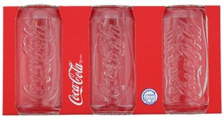 Coca Cola glazen blik look - Transparant - Glas - 35 cl - 3 Delig - 1