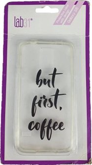 Samsung Galaxy S5 Hoesje &#039;&#039;But First Coffee&#039;&#039; - Transparant - Kunststof