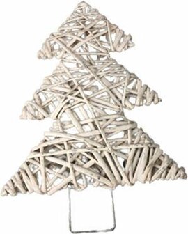Kerstboom versiering - Wit - Hout / Metaal - 30 x 23cm