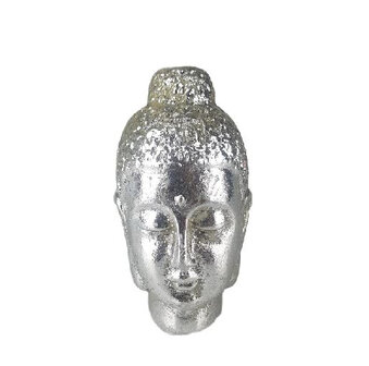 Beeld boeddha hoofd BRENT - Zilver - &Oslash; 6 x 10 cm