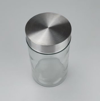 Voorraadpot met deksel BAS - Transparant / Zilver - Glas / Kunststof - &Oslash;10 x 17 cm - Maat M-1