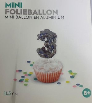 Folieballon / Cijferballon - Zilver - Getal 3 - 11,5 cm