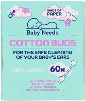 Baby Needs wattenstaafjes - 100% Katoen - 60 stuks