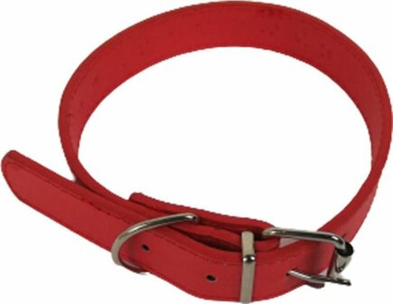 Honden / katten halsband - REX - Rood - Kunstleer - Verstelbaar - Hond