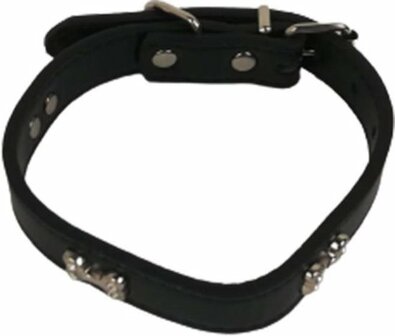 Honden halsband - REX - Zwart - Diamant - Bot - Kunstleer - Verstelbaar - Hond