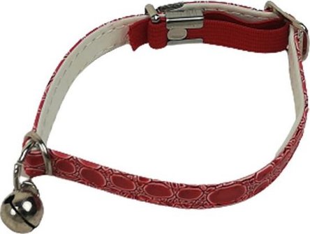 Honden / katten halsband - STEFAN - Rood / Wit - Slangenleer - Verstelbaar - Hond - Kat