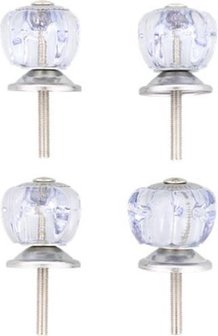 Deurknoppen vierkant CADE - Zilver / Transparant - Kunststof / Metaal - Set van 4
